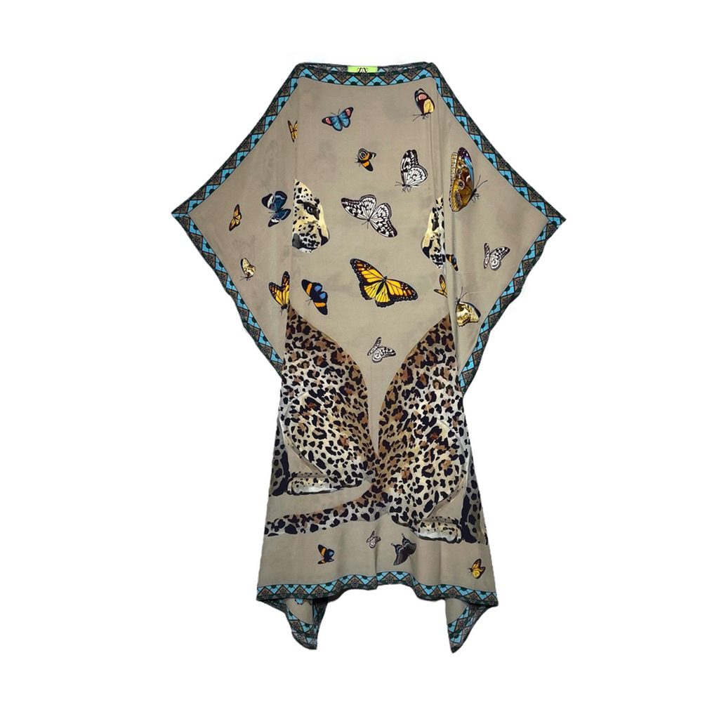LEO & BUTTERFLY SILK TUNIC - TAUPE