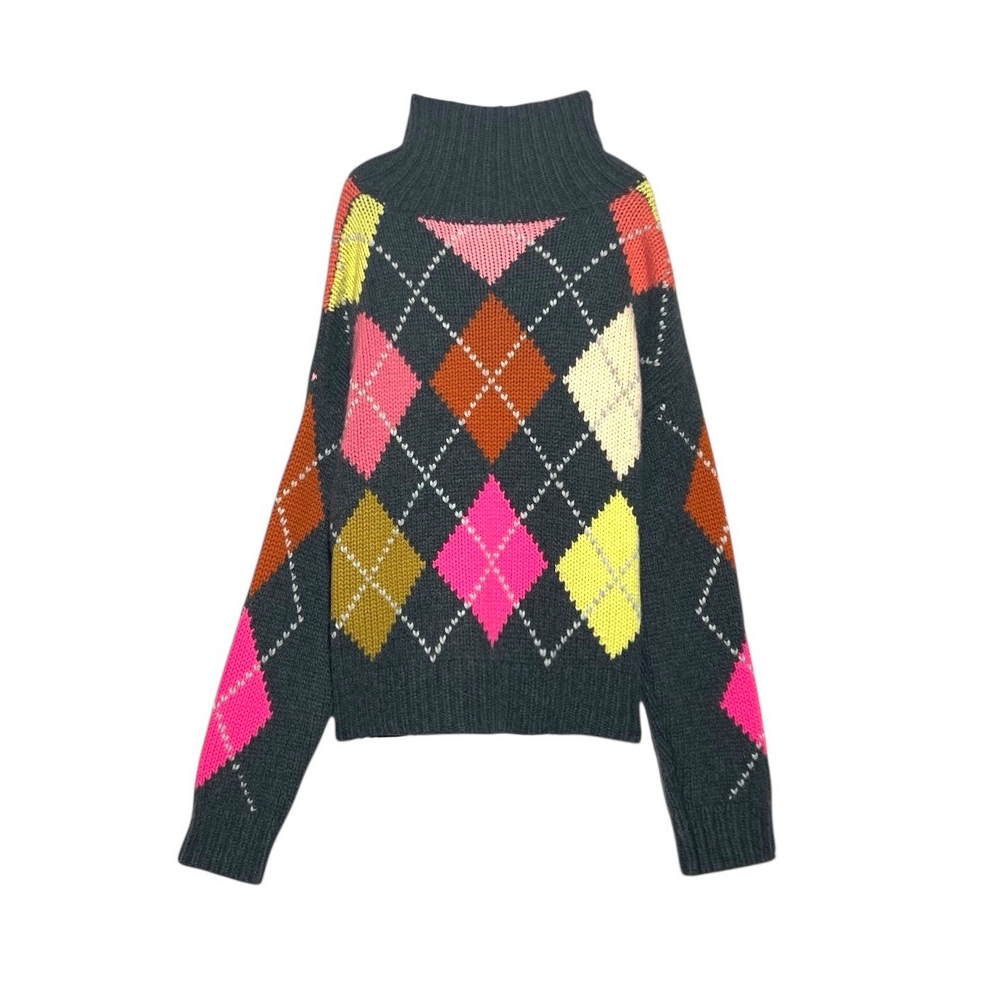 GABRIELLE EXTRA DIAMOND SWEATER - CHARCOAL/DAYGLOW