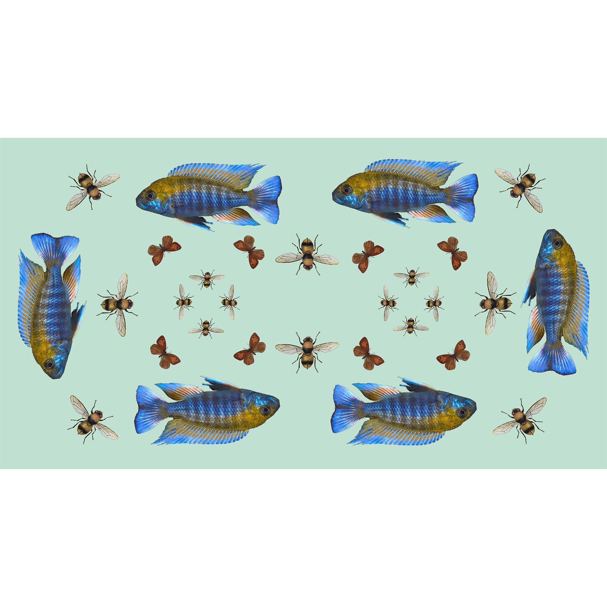BUTTERFLY & FISH CASHMERE SCARF