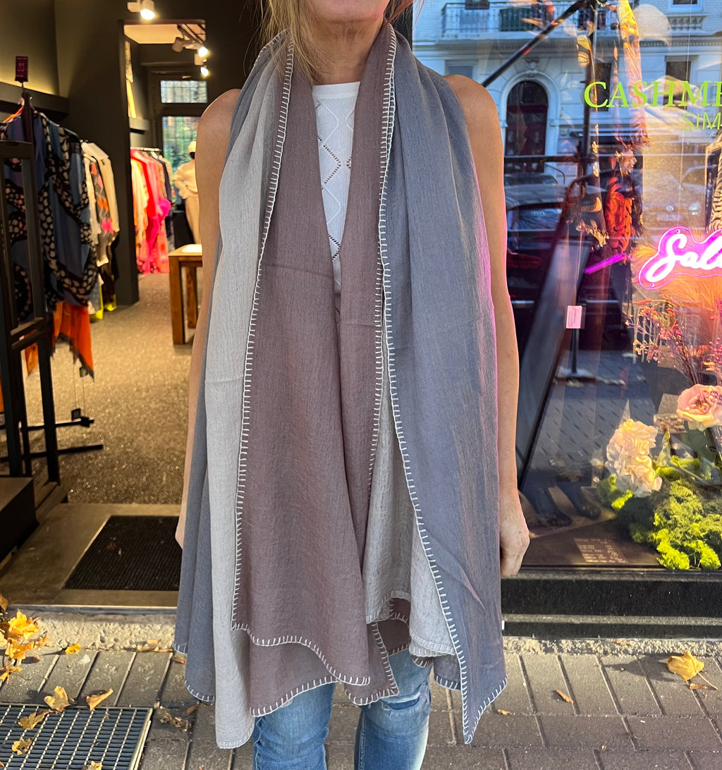 3 COLOR FELTED SCARF - mink/jute/thunder