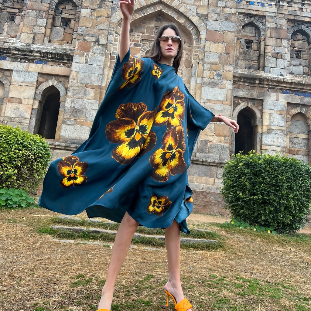 PANSY SILK TUNIC - petrol