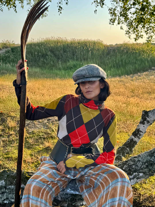 LUNA EXTRA DIAMOND SWEATER - BROWN/ORANGE