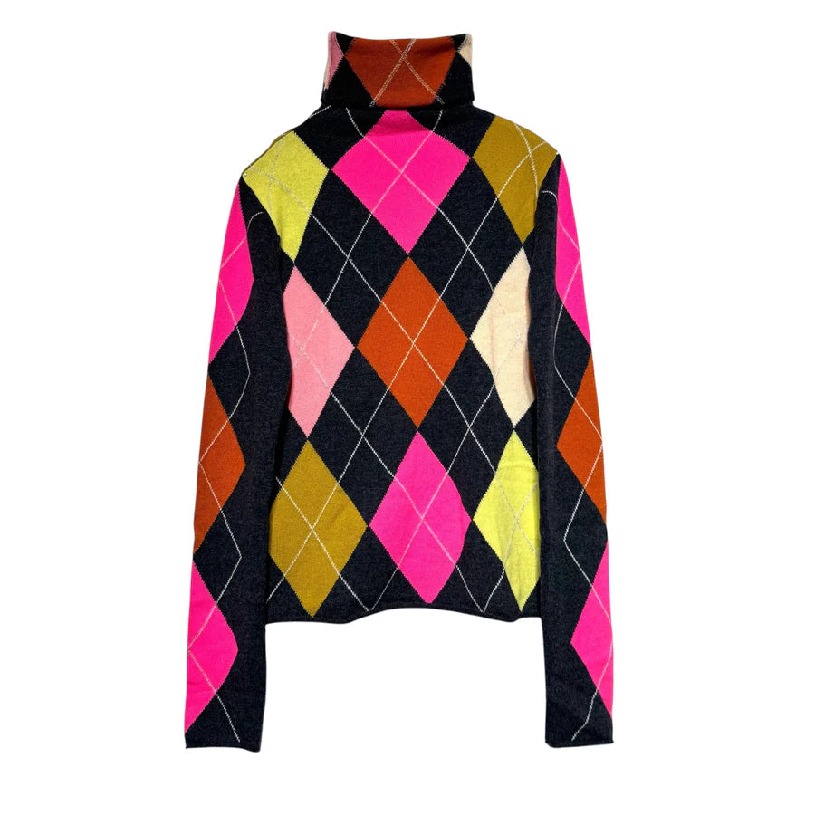 LUNA EXTRA DIAMOND SWEATER - CHARCOAL/DAYGLOW