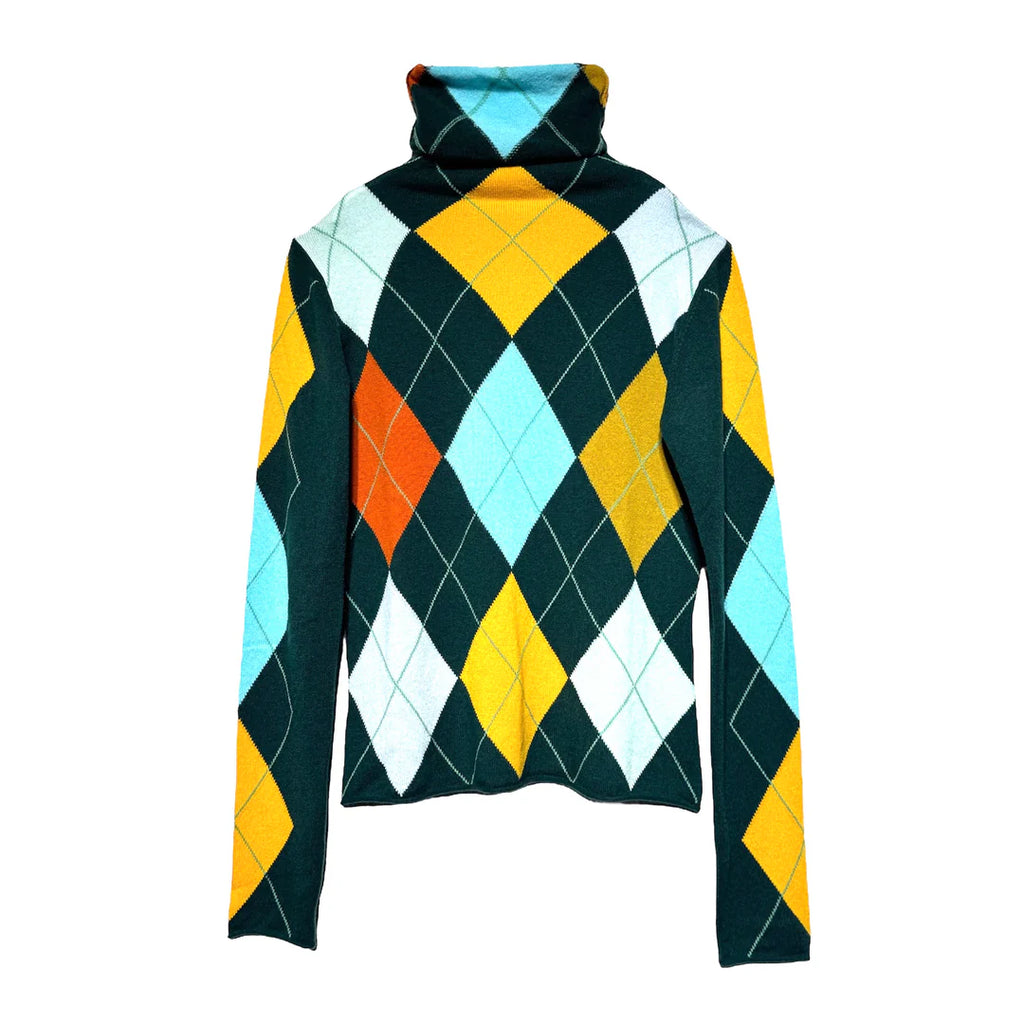 LUNA EXTRA DIAMOND SWEATER - GREEN/LIGHT BLUE