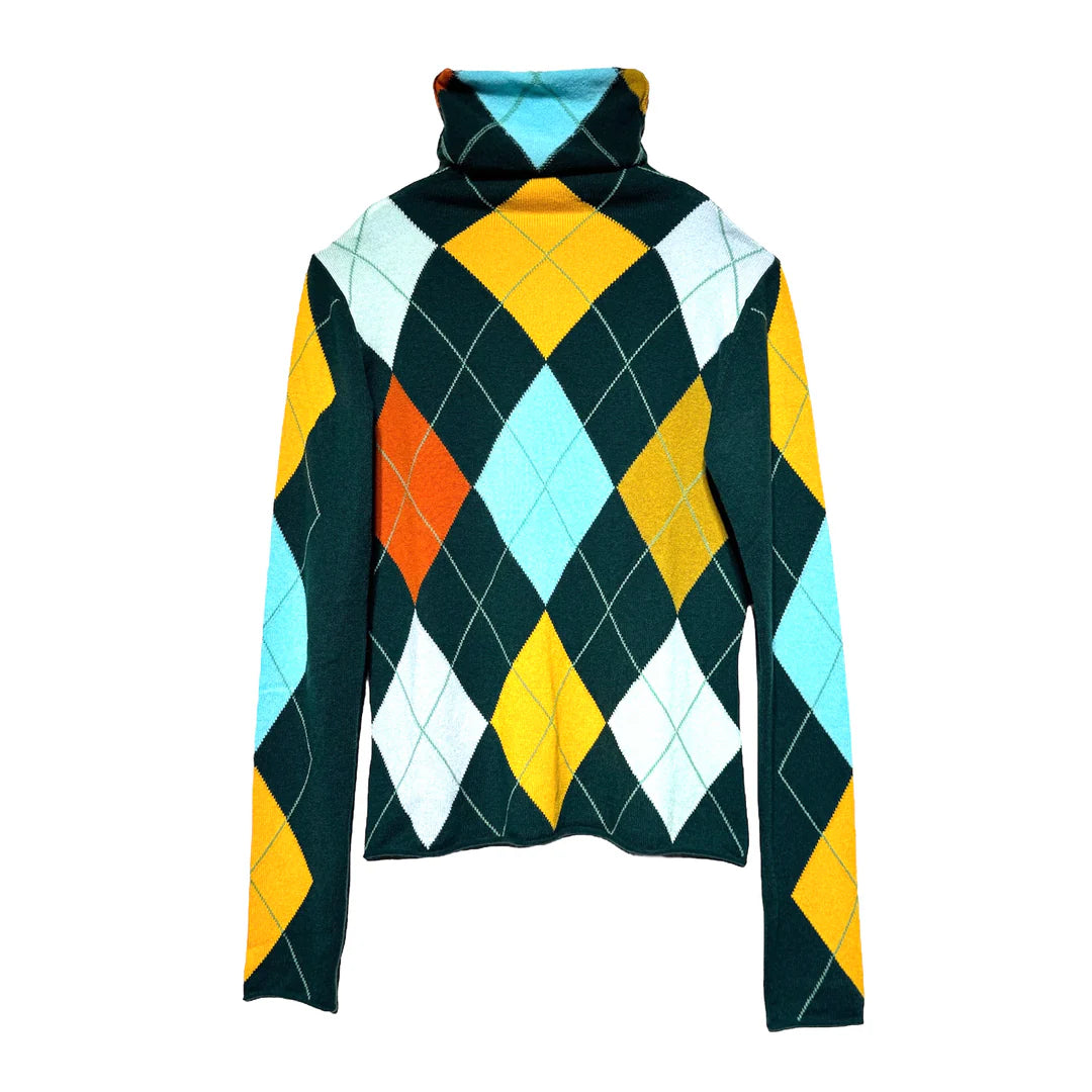 LUNA EXTRA DIAMOND SWEATER - GREEN/LIGHT BLUE