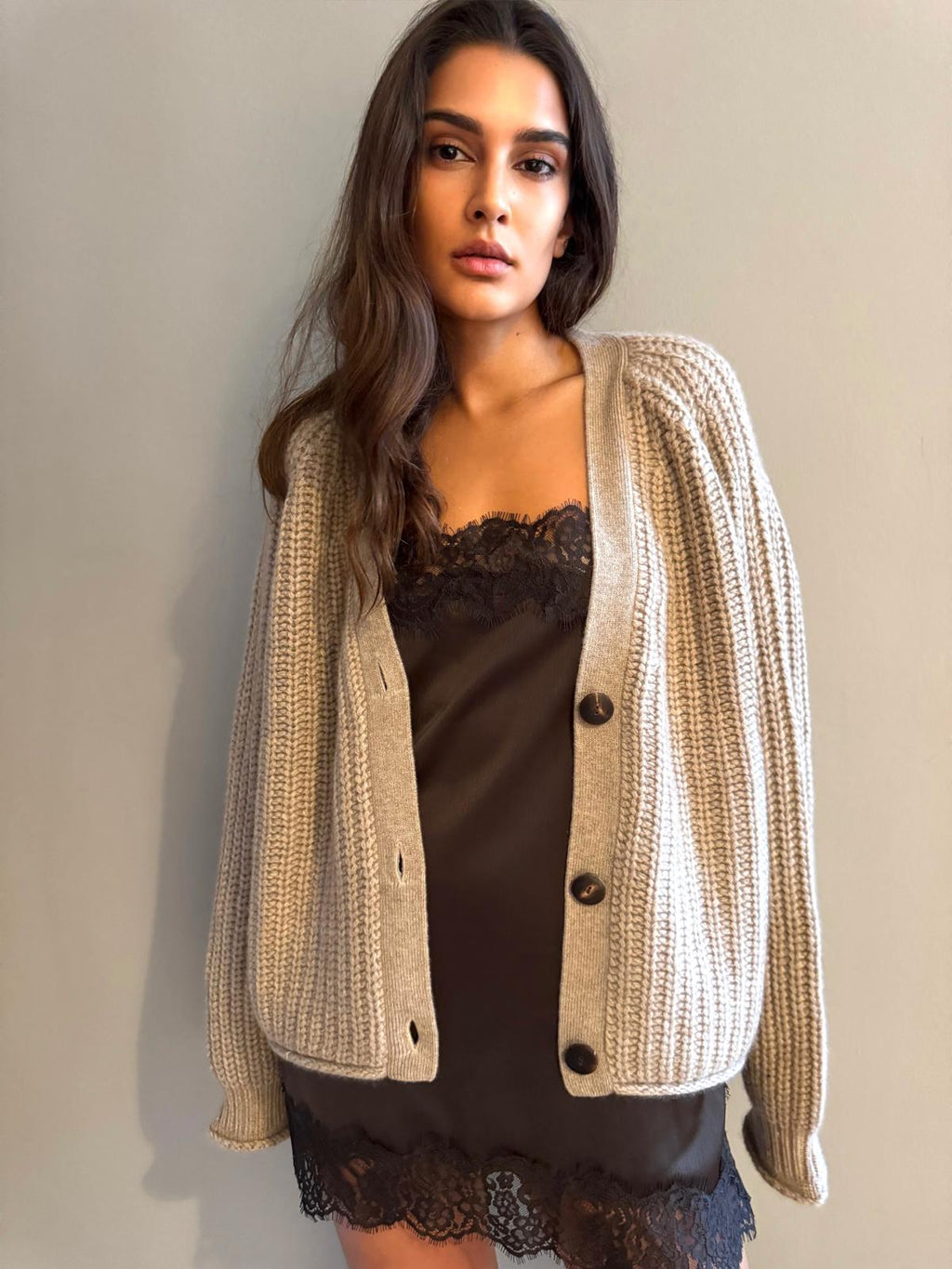 LENA CARDIGAN - ECO GRAVEL