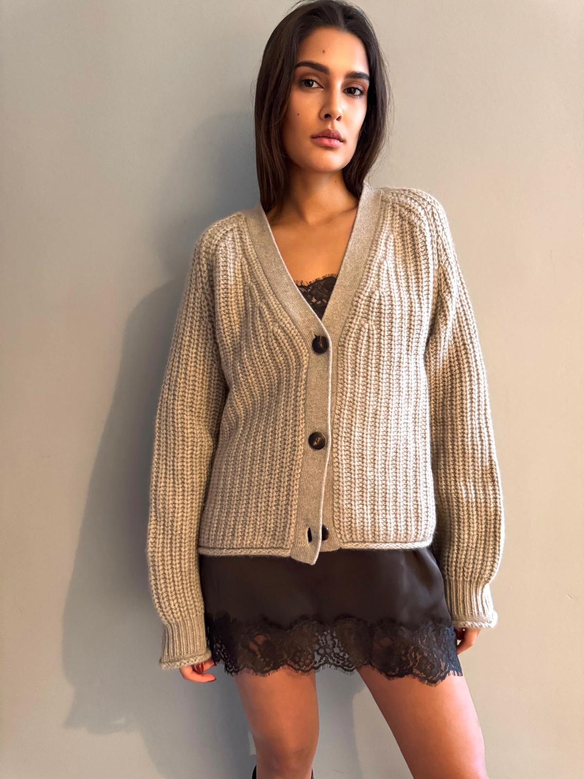 LENA CARDIGAN - ECO GRAVEL