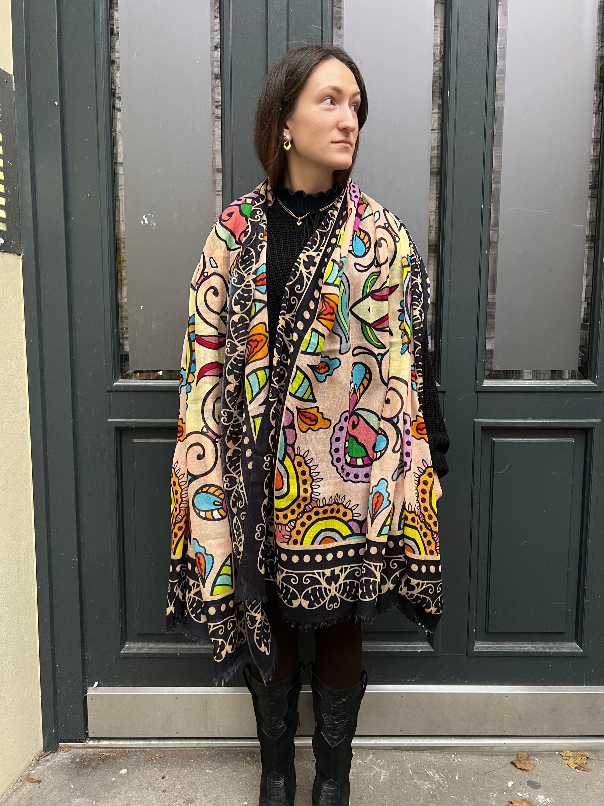 LUSH DIGITAL PRINTED SCARF - apricot