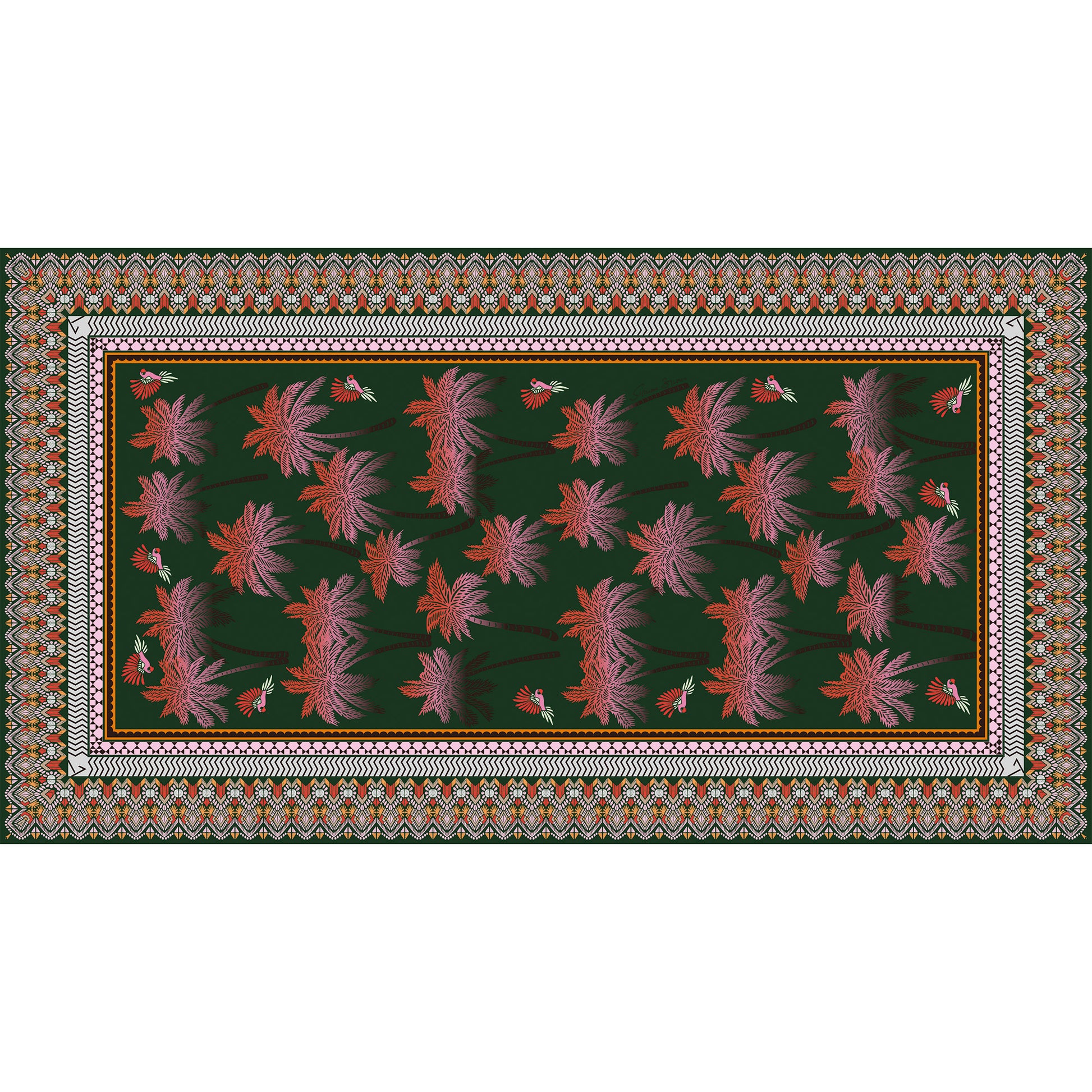 LOTUS CASHMERE SCARF - FOREST