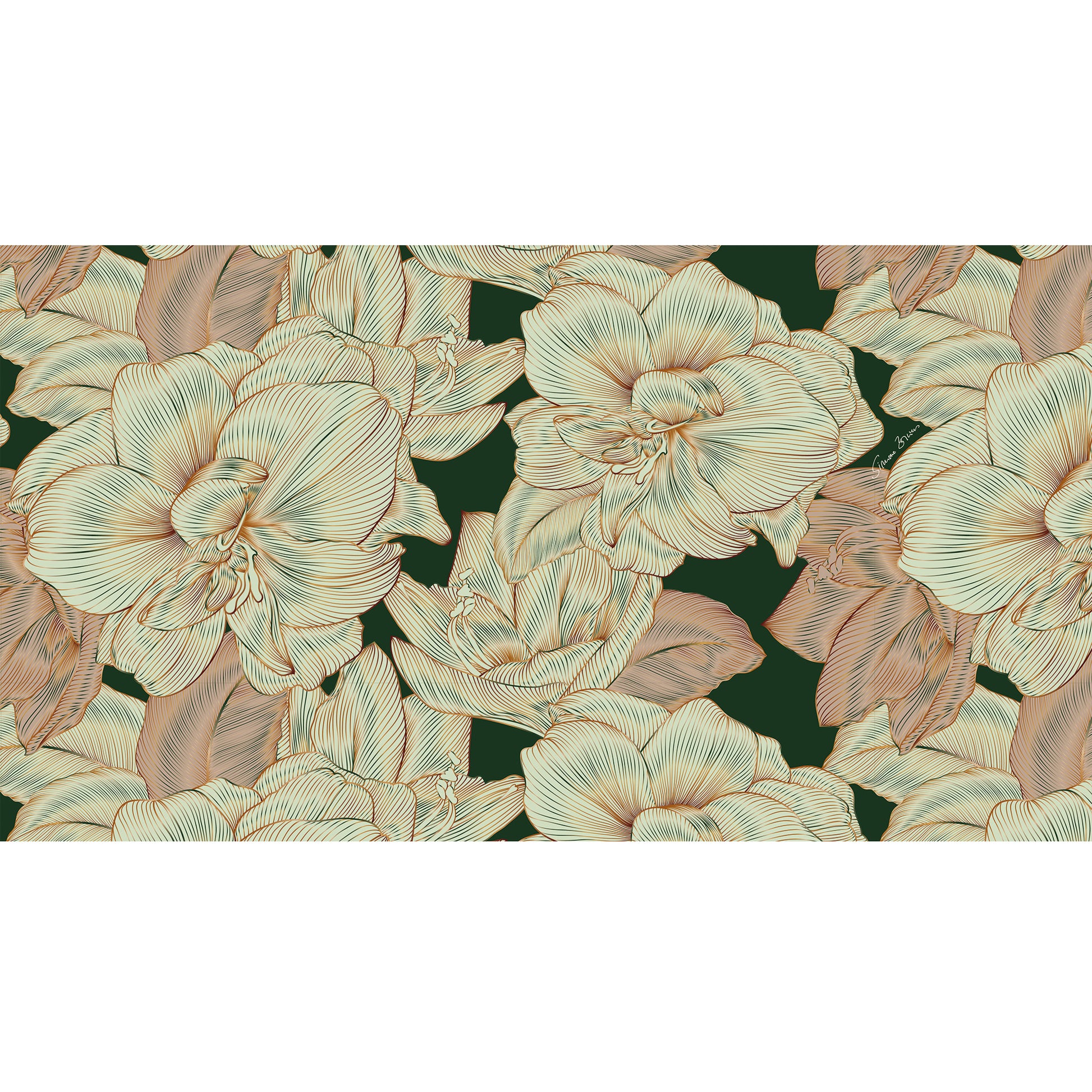 FLORALEEN CASHMERE SCARF FOREST