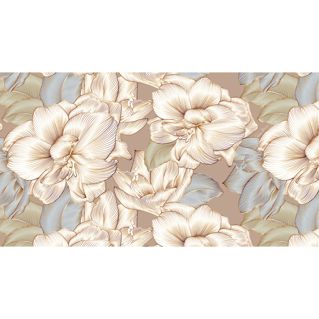 FLORALEEN CASHMERE SCARF - TAUPE