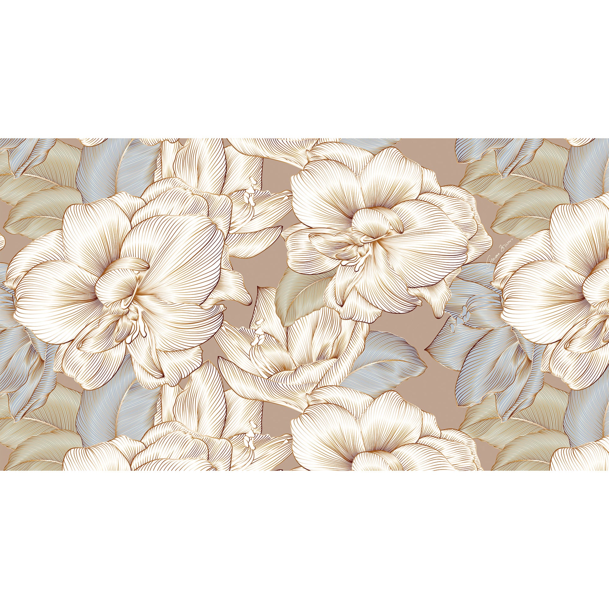 FLORALEEN CASHMERE SCARF - TAUPE