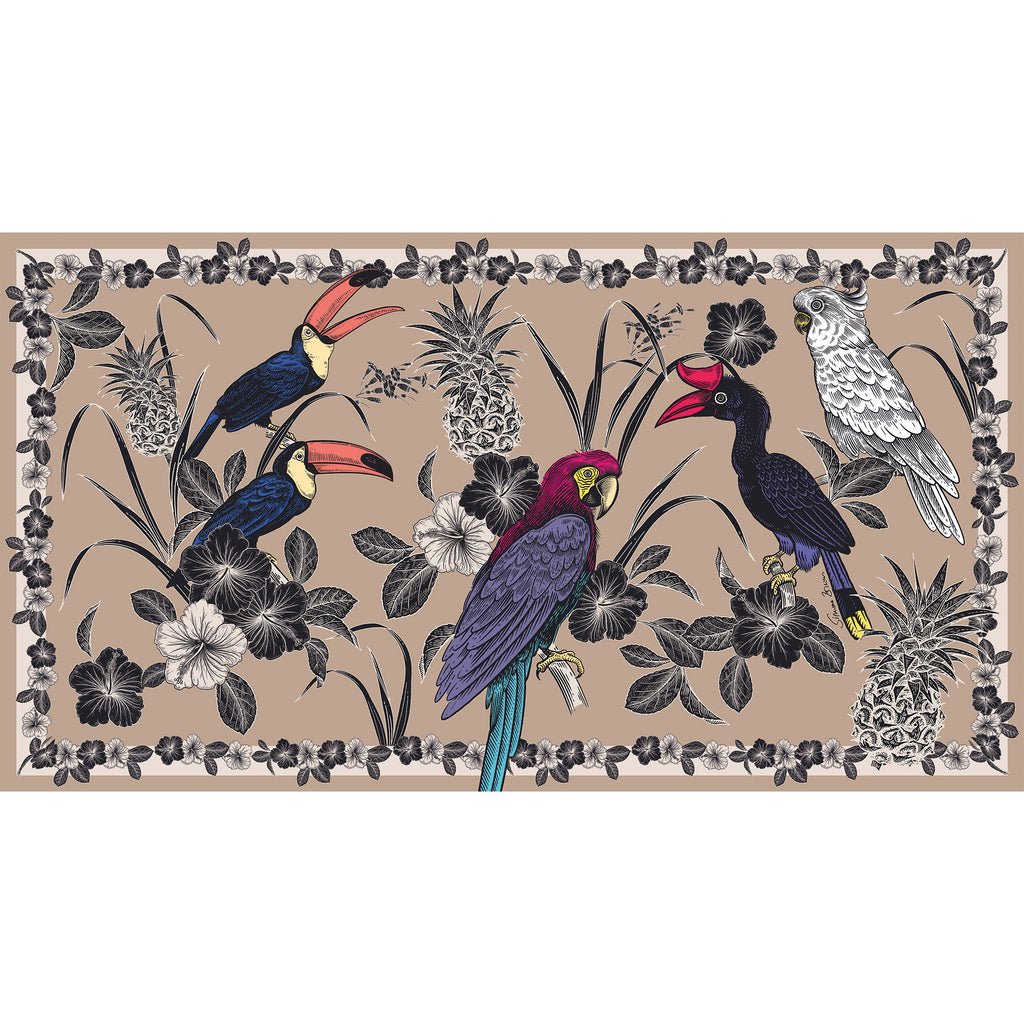 PARROTS CASHMERE SCARF - TAUPE