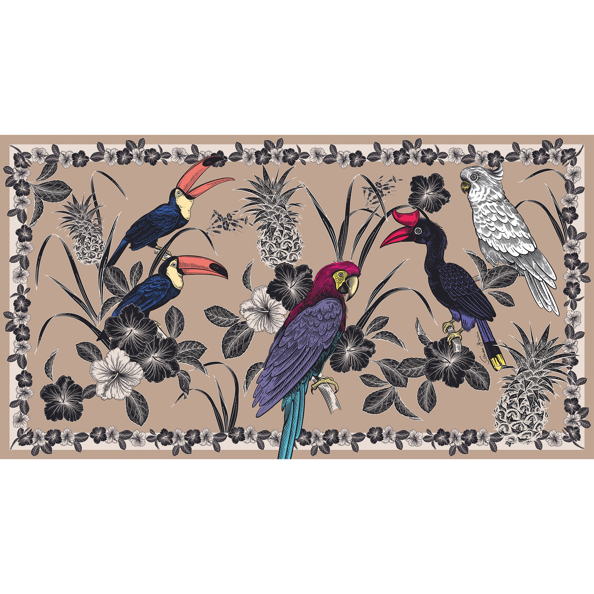 PARROTS CASHMERE SCARF - TAUPE