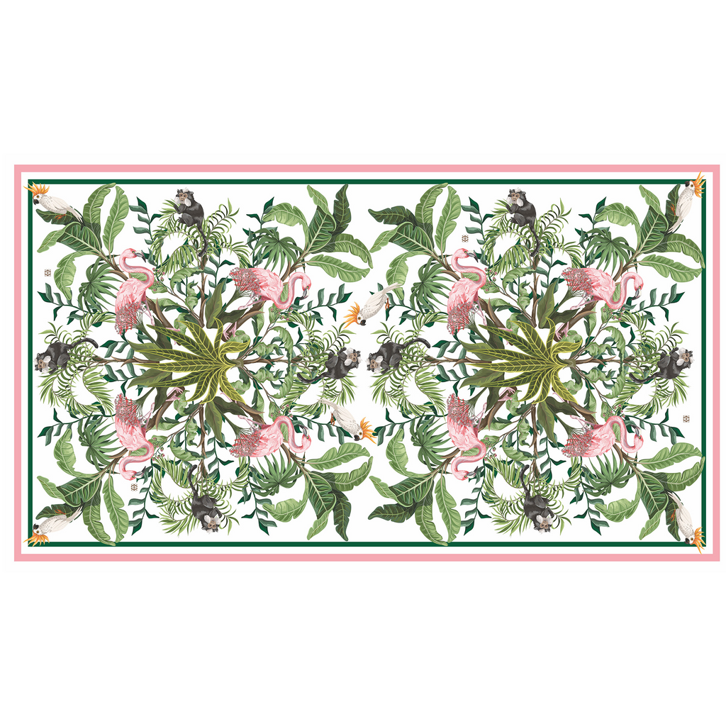 JUNGLE ANIMALS CASHMERE SCARF - white