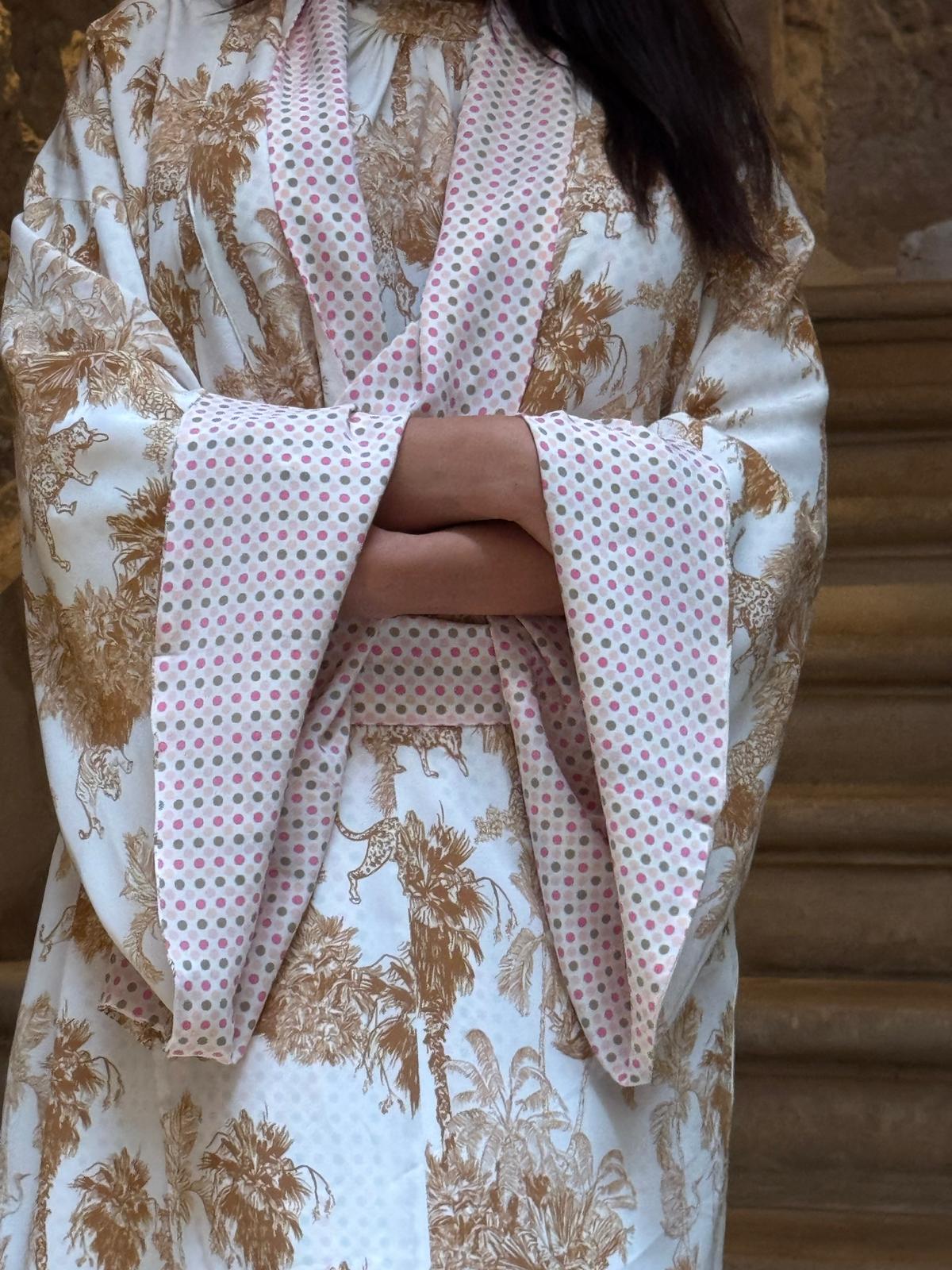 LEOSA KAMI KIMONO - WHITE/DOTS WHITE