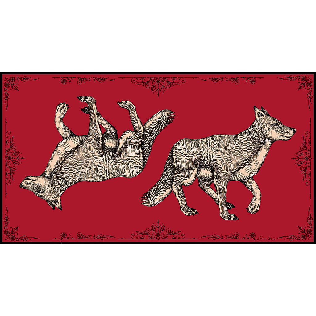 VINTAGE  ANIMALS CASHMERE SCARF - FOX RED