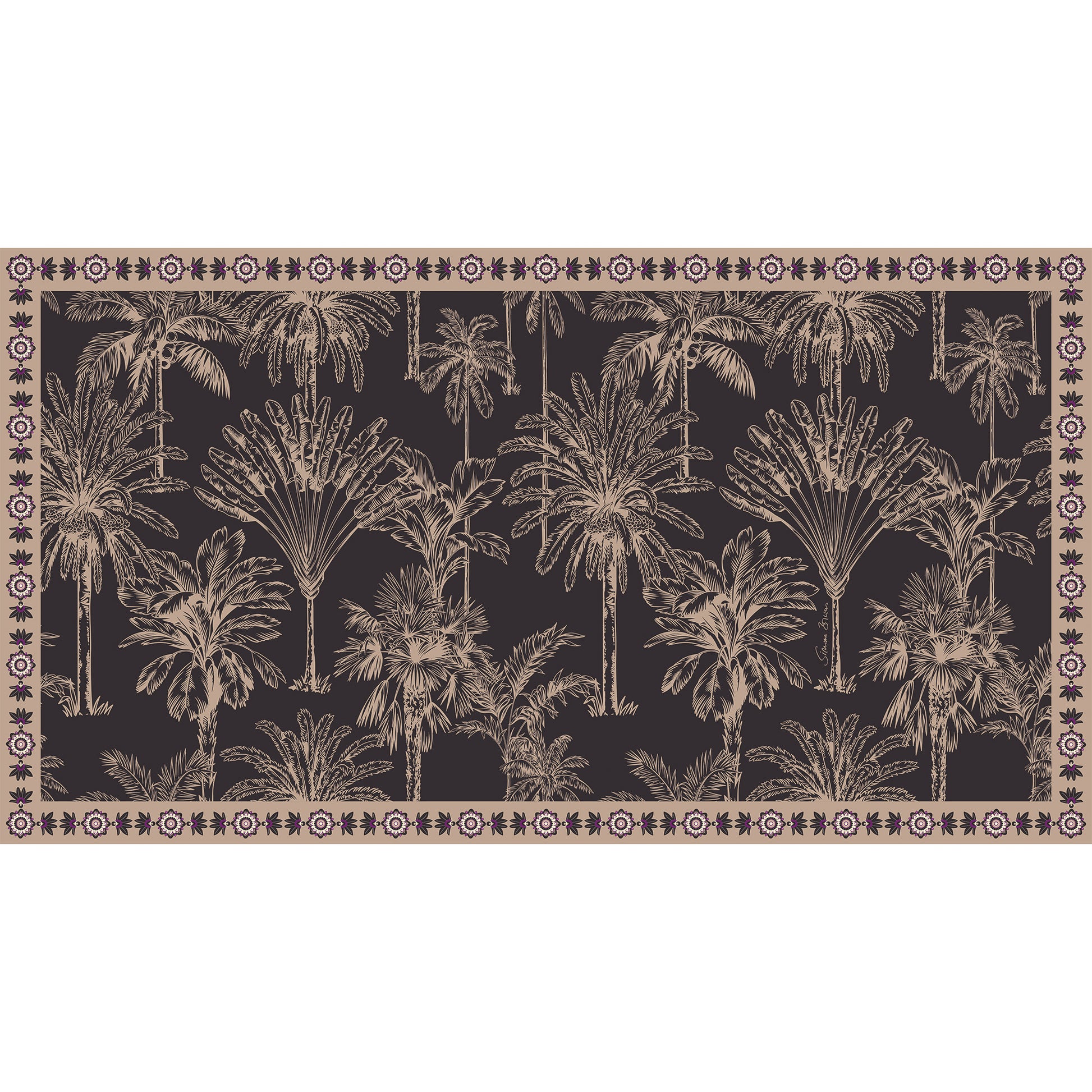 PALMLINE CASHMERE SCARF - COMPOST