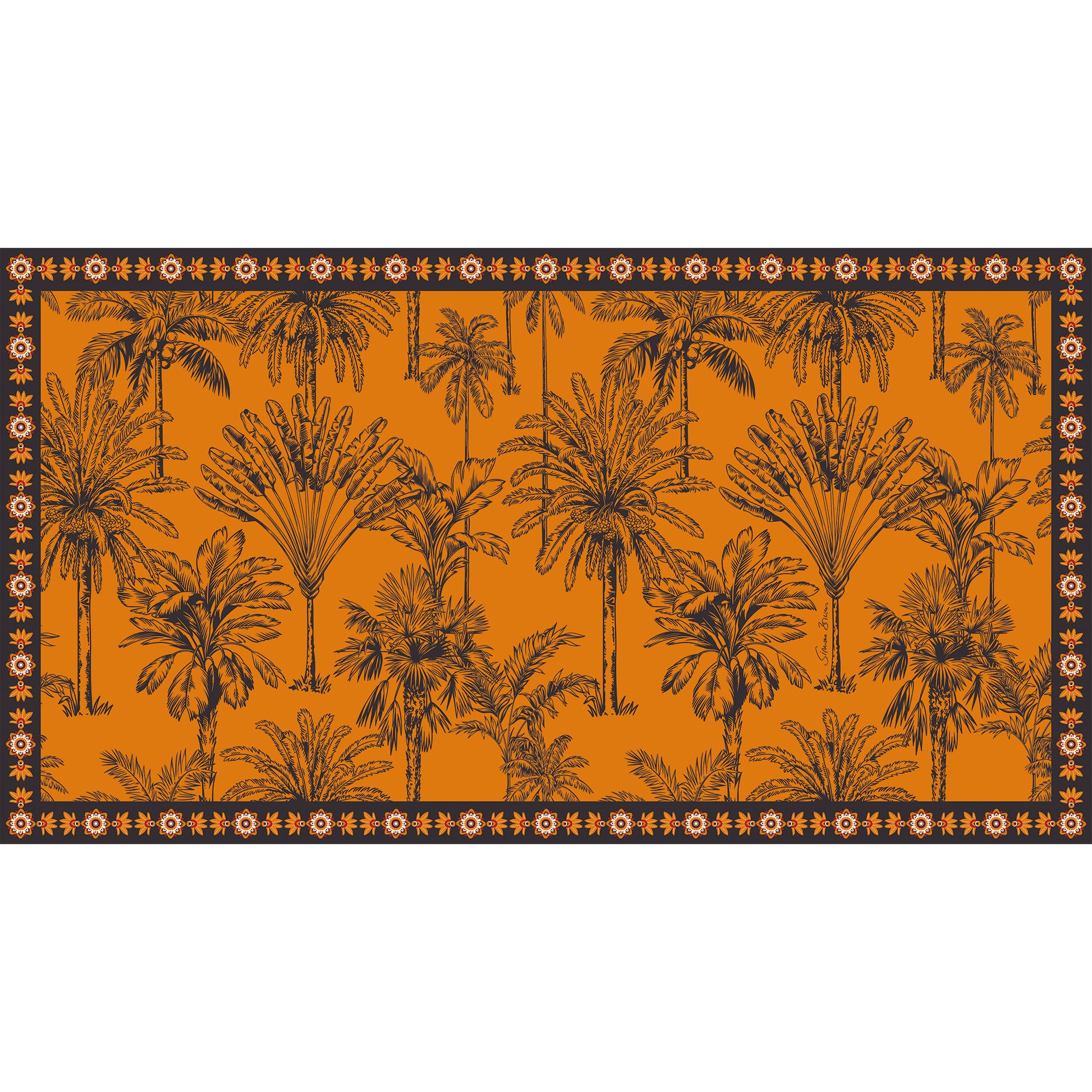 PALMLINE CASHMERE SCARF - GOLD