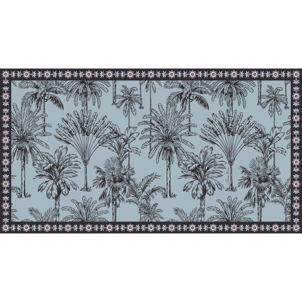 PALMLINE CASHMERE SCARF - SMOKEY BLUE