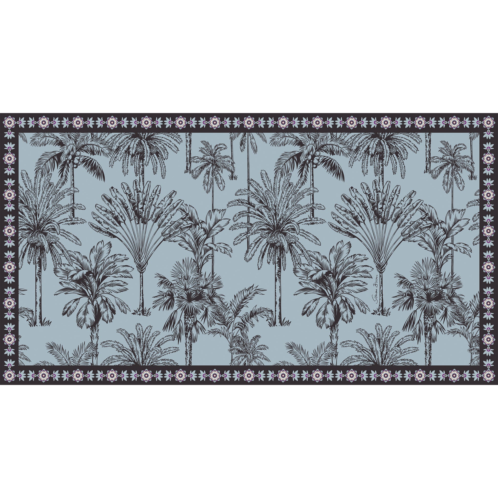 PALMLINE CASHMERE SCARF - SMOKEY BLUE