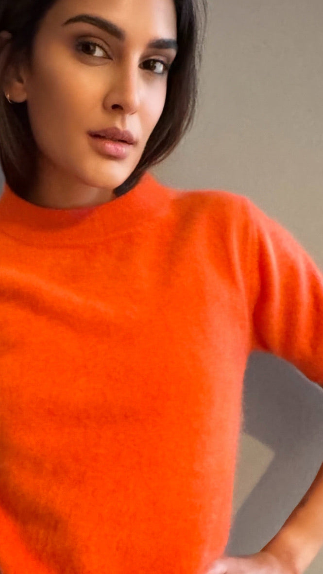 BRUSHED CASHMERE SHIRT - ORANGE