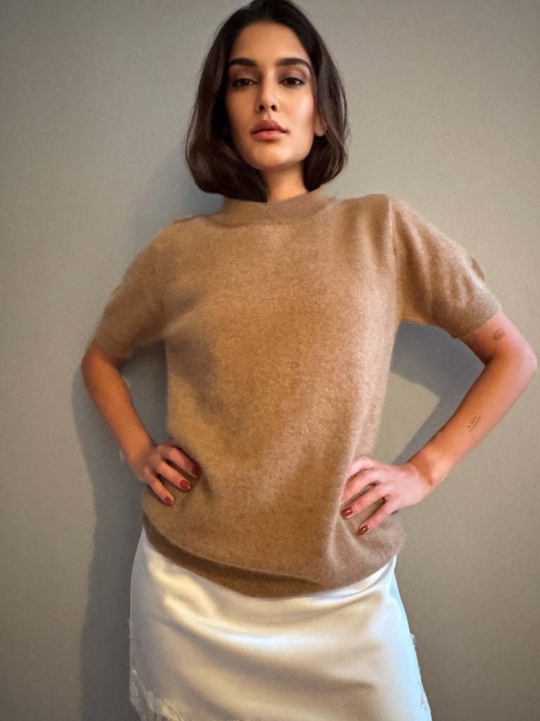 BRUSHED CASHMERE SHIRT - HAYSTACK