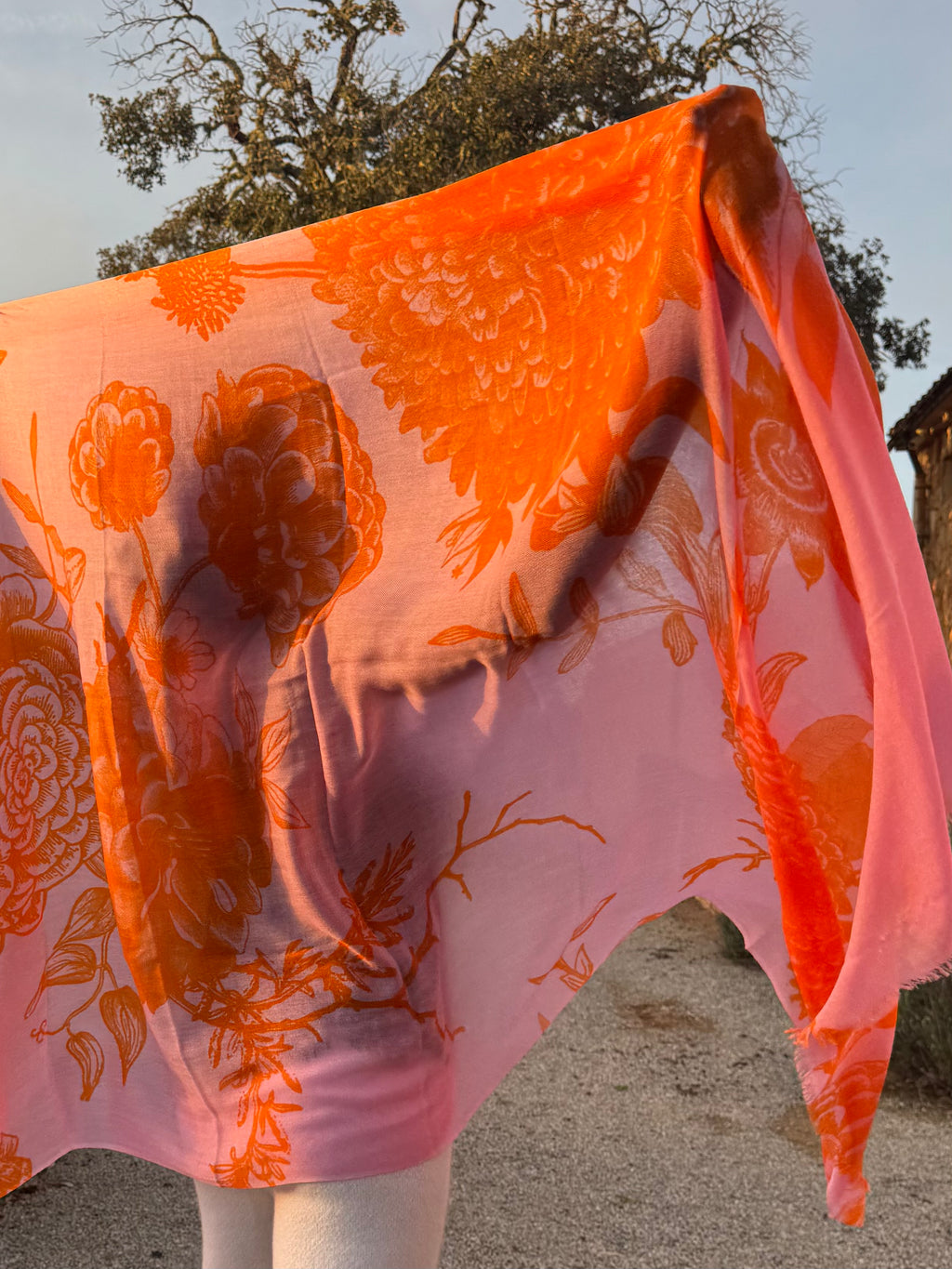 FLOWER EXPLOSION SCARF - ROSE/ORANGE