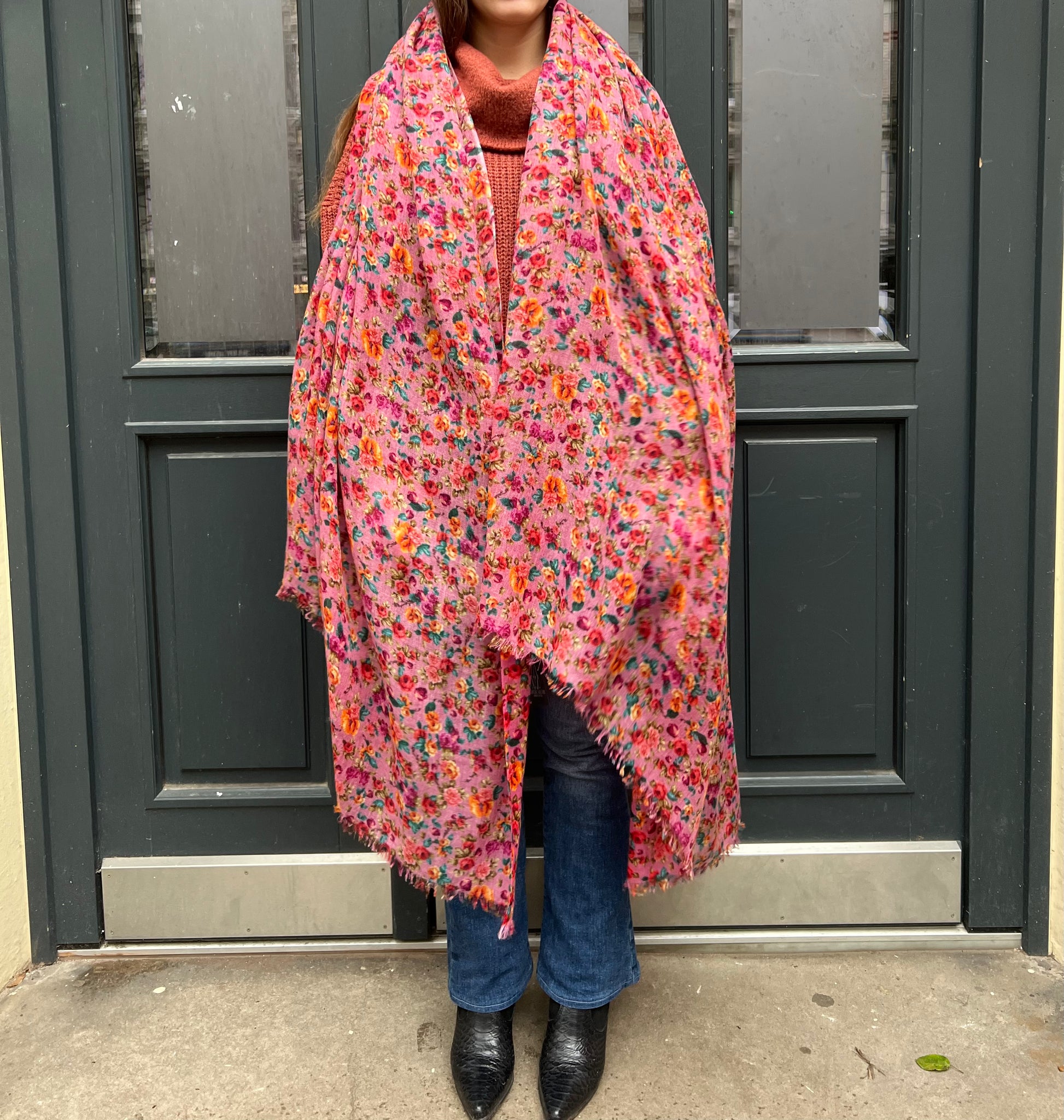 FLORIA CASHMERE SCARF SMALL - crush