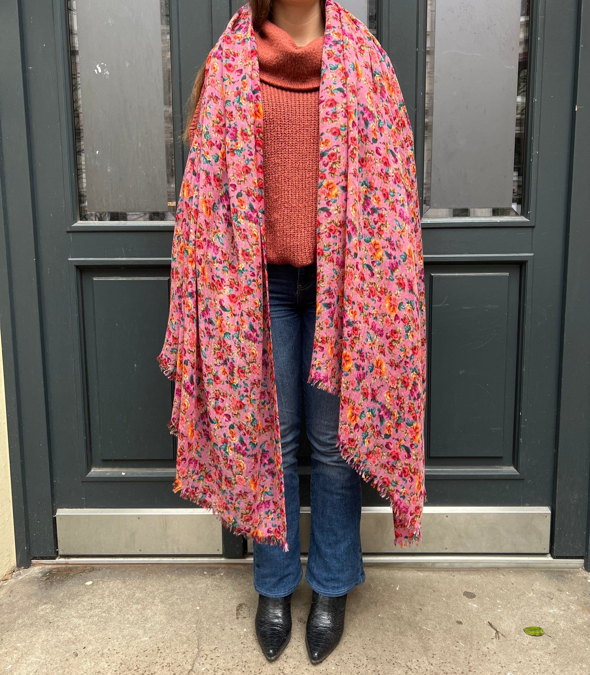 FLORIA CASHMERE SCARF SMALL - crush