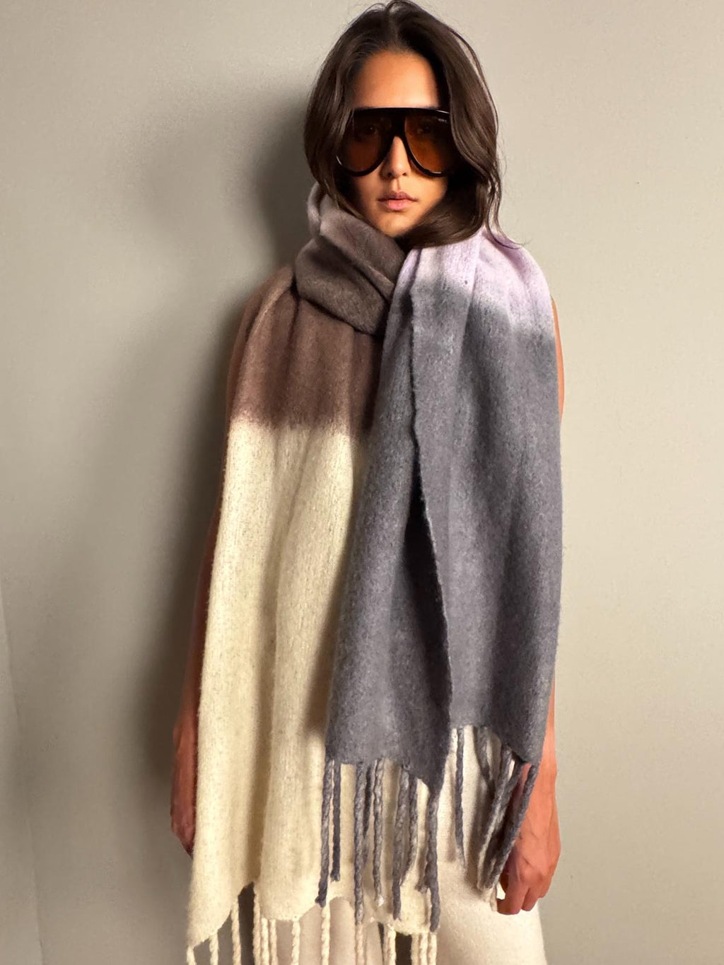 TILDA SPRAYED SCARF - LINEN/HUSKY