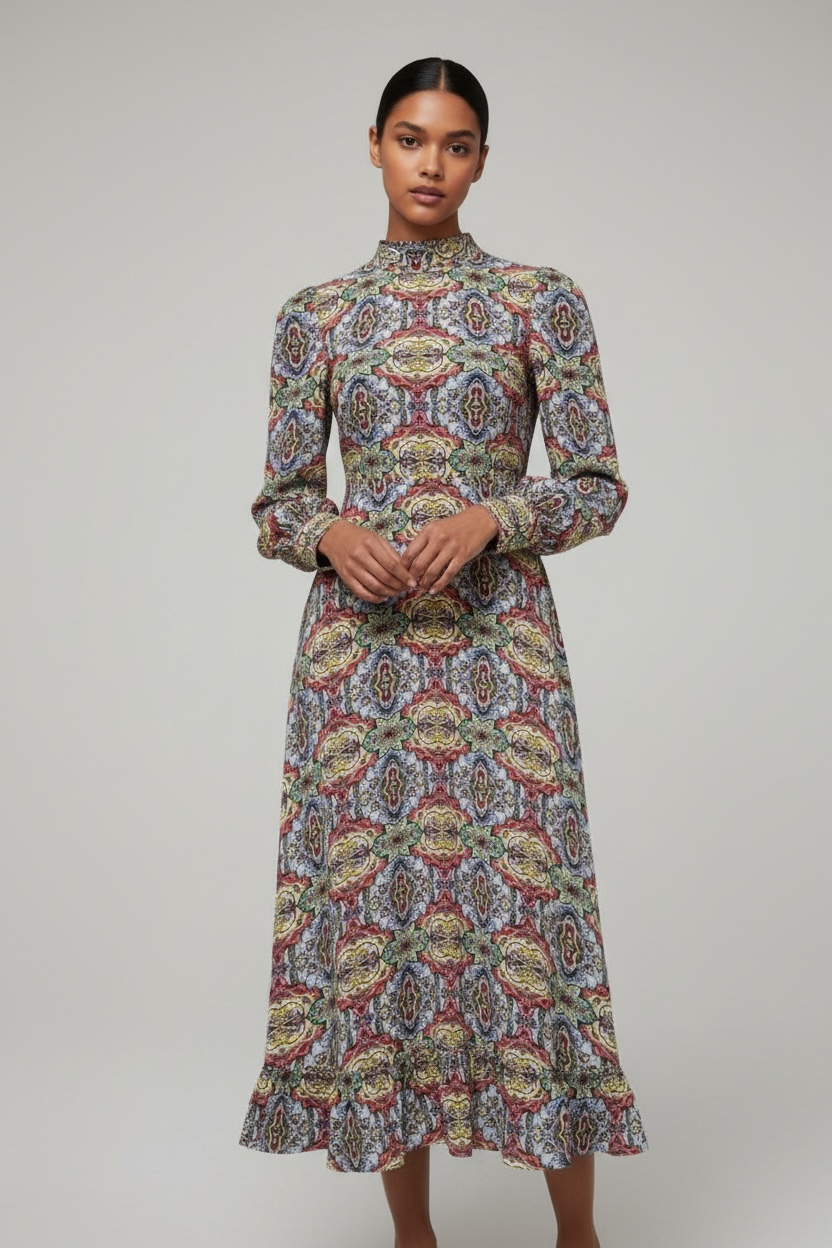 ETHNO QUEENS DRESS  - LIGHT BLUE (SIZE M)