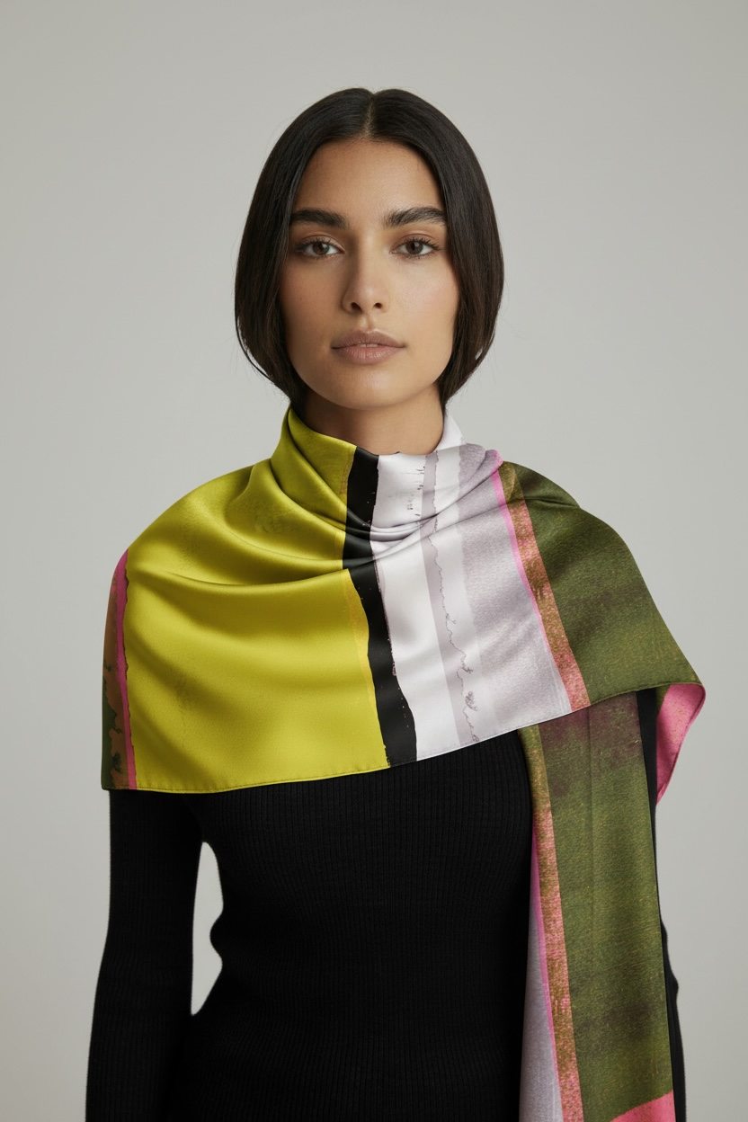 ELFENNIA FELTED SCARF - MAIZE/GREEN