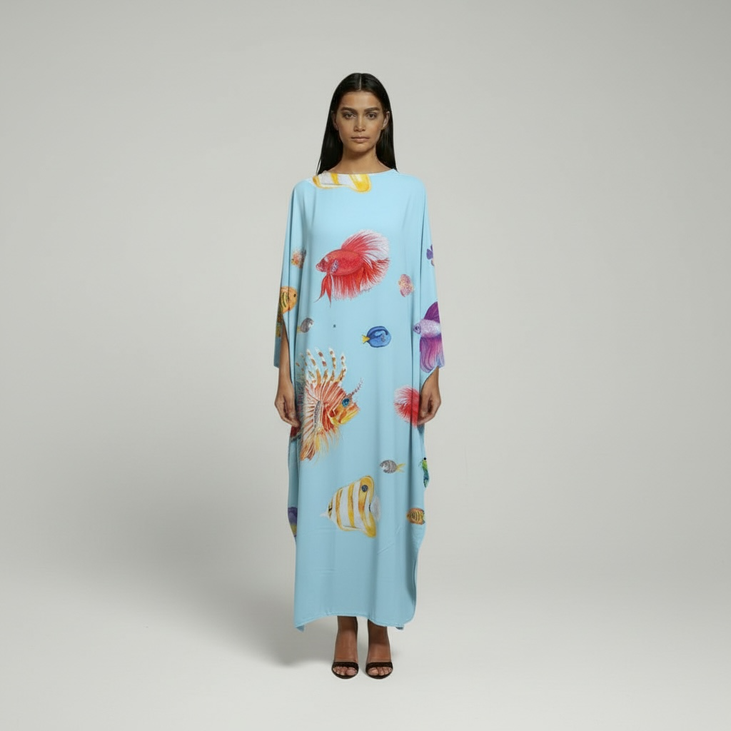 FISHTALE SILK TUNIC - LIGHT BLUE