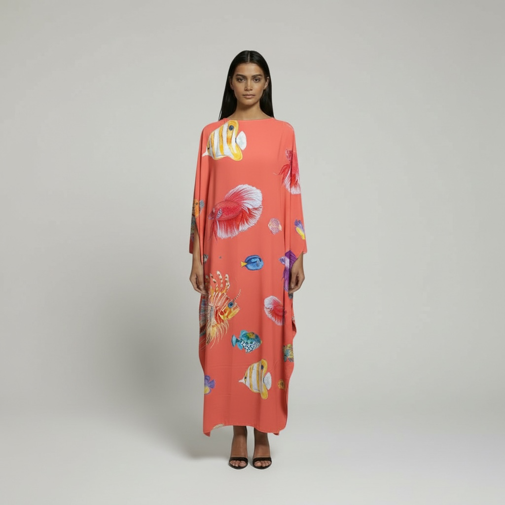 FISHTALE SILK TUNIC - CORAL