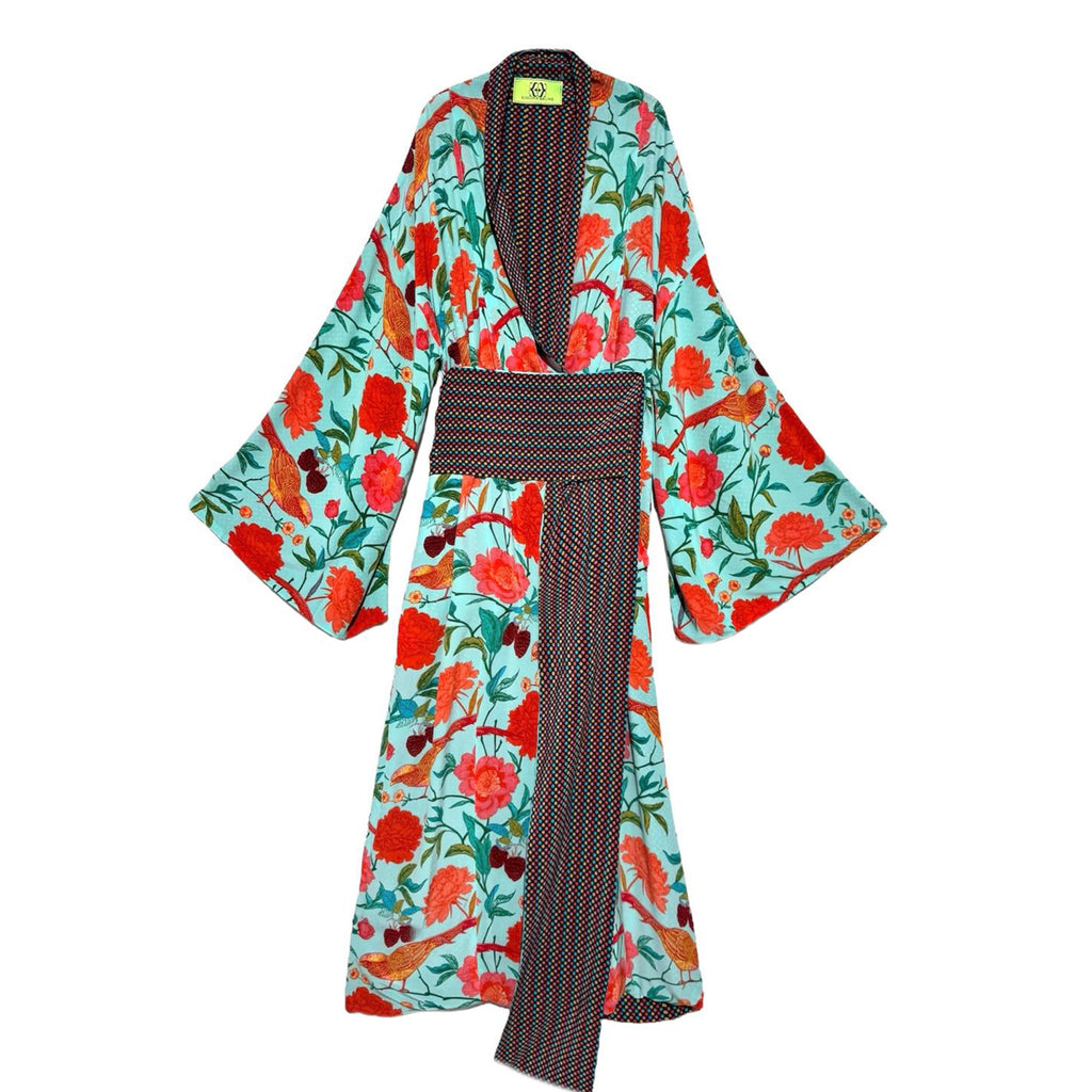 BIRD PARADISE KAMI KIMONO - mint/dots dark grey