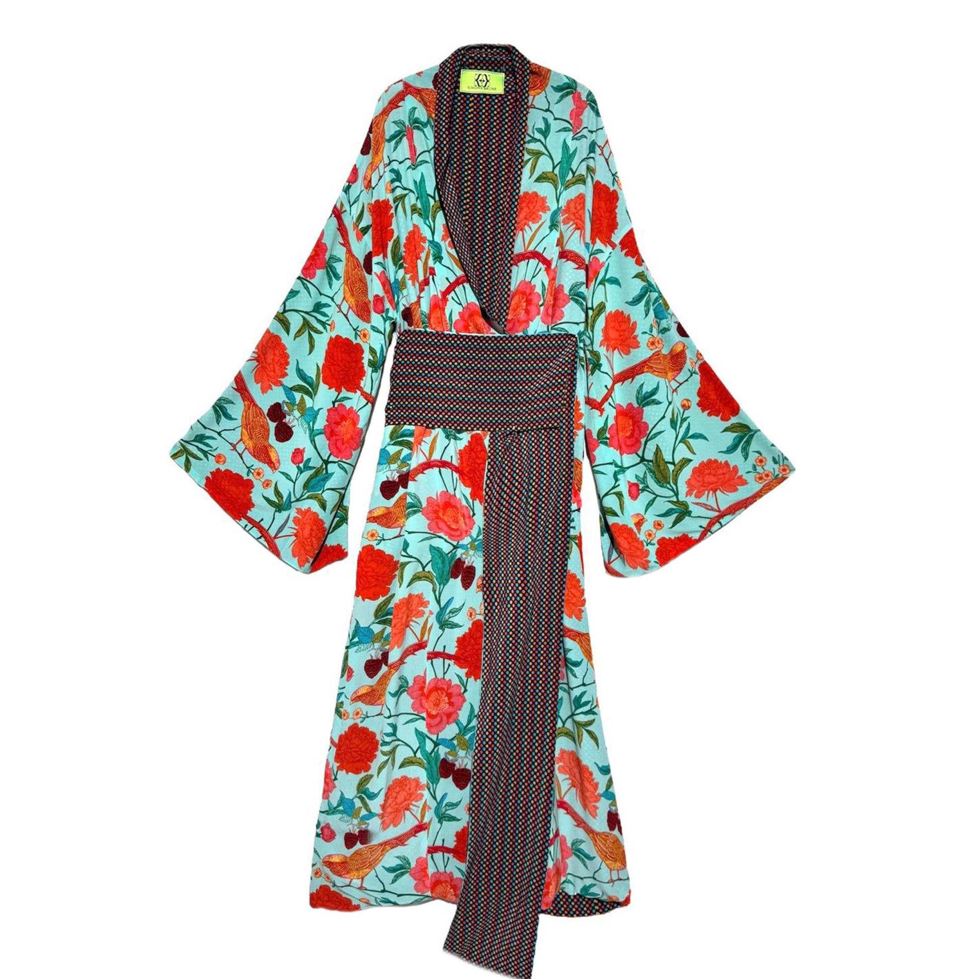 BIRD PARADISE KAMI KIMONO - mint/dots dark grey