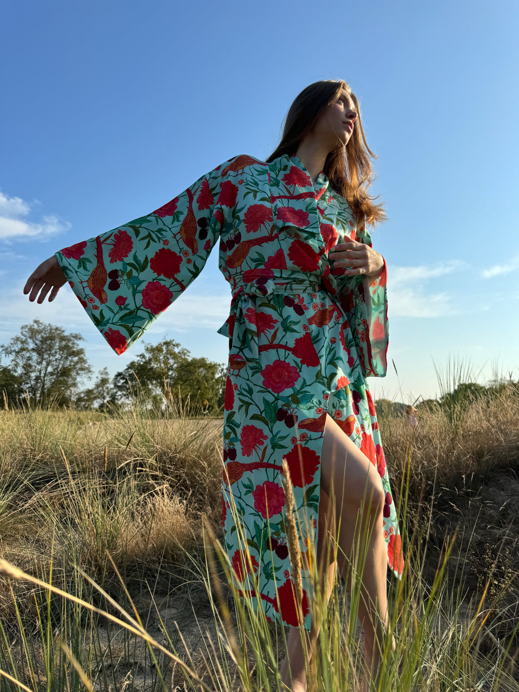 BIRD PARADISE KAMI KIMONO - mint/dots dark grey