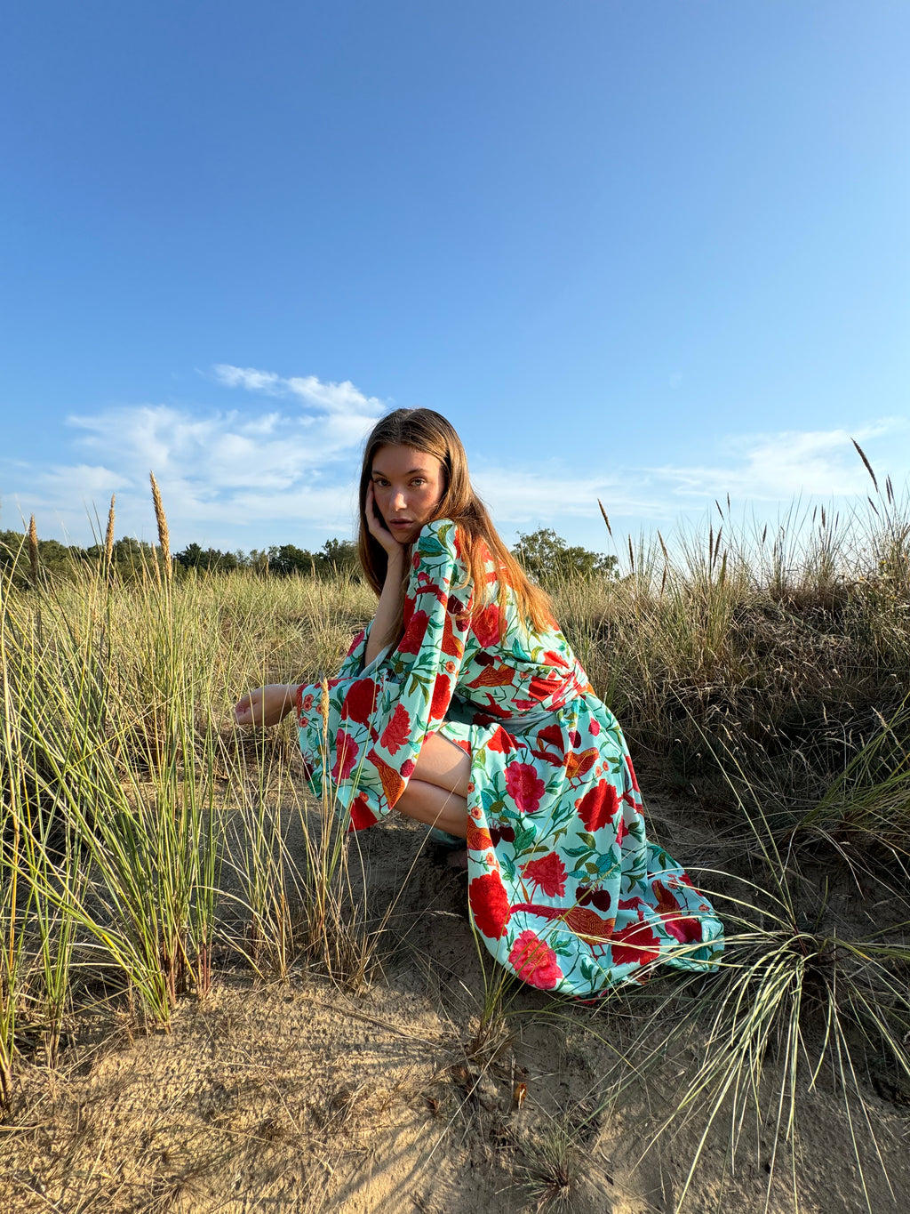 BIRD PARADISE KAMI KIMONO - mint/dots dark grey