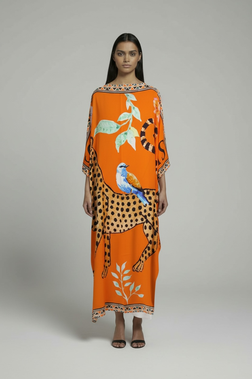 VENICE LEO SILK TUNIC - ORANGE
