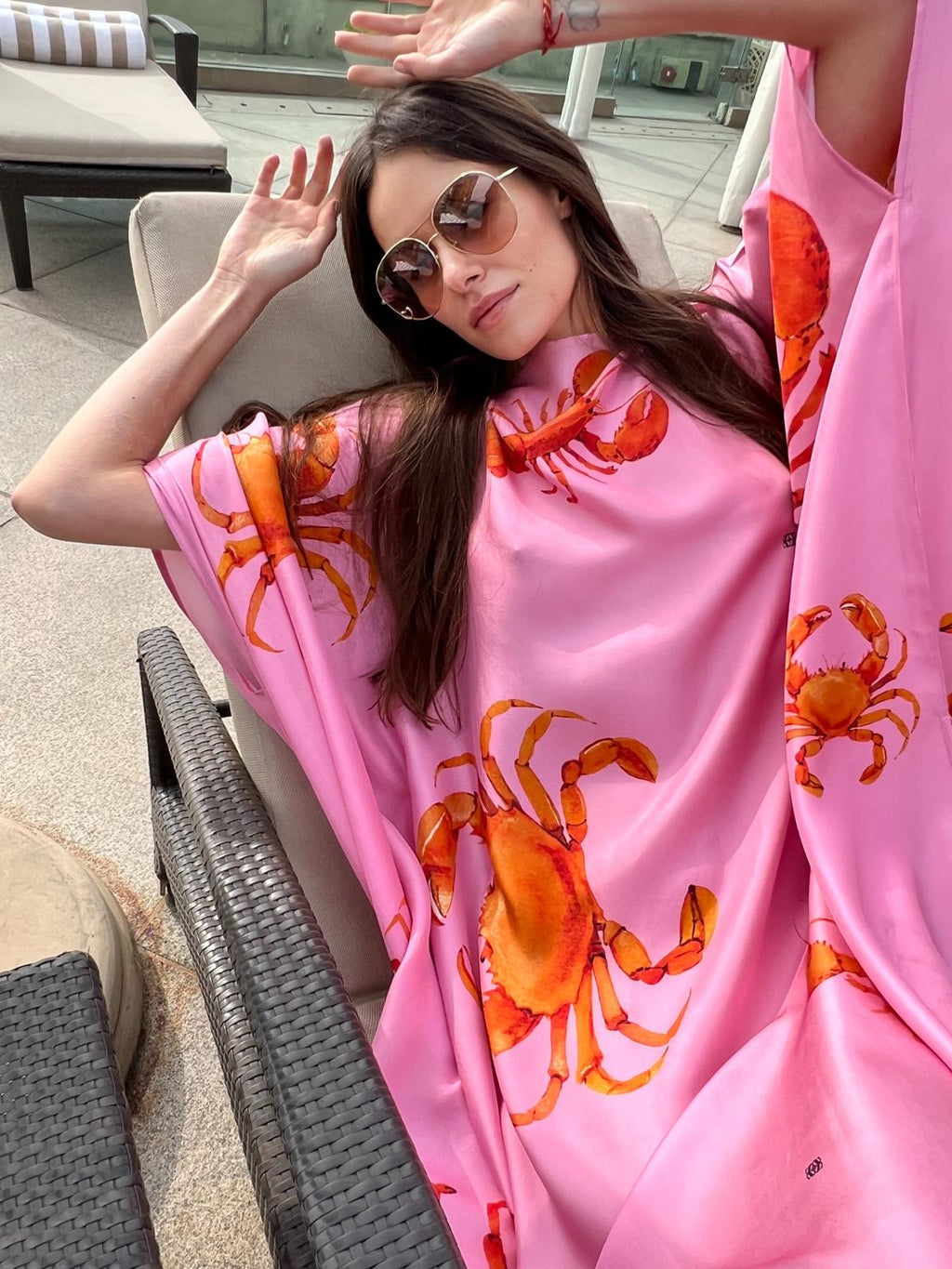 CRAB & LOBSTER SILK TUNIC - PINK