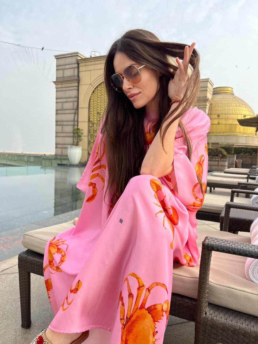 CRAB & LOBSTER SILK TUNIC - PINK