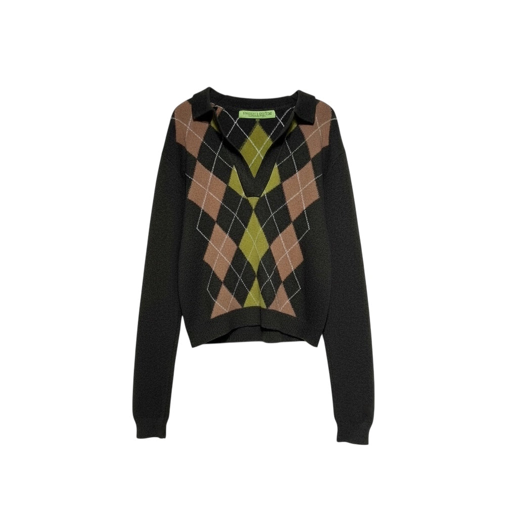 CROPPED DIAMOND POLO - COMPOST/ENCHANTED