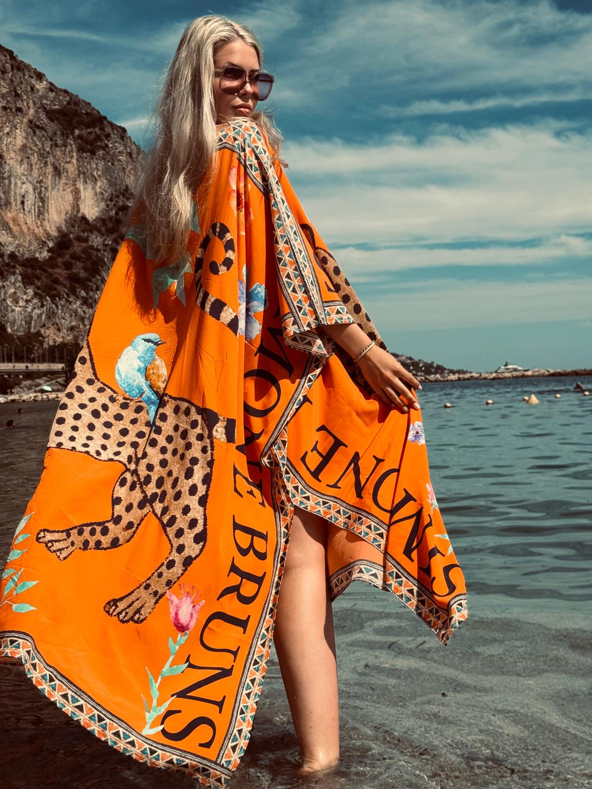 VENICE LEO SILK TUNIC - ORANGE