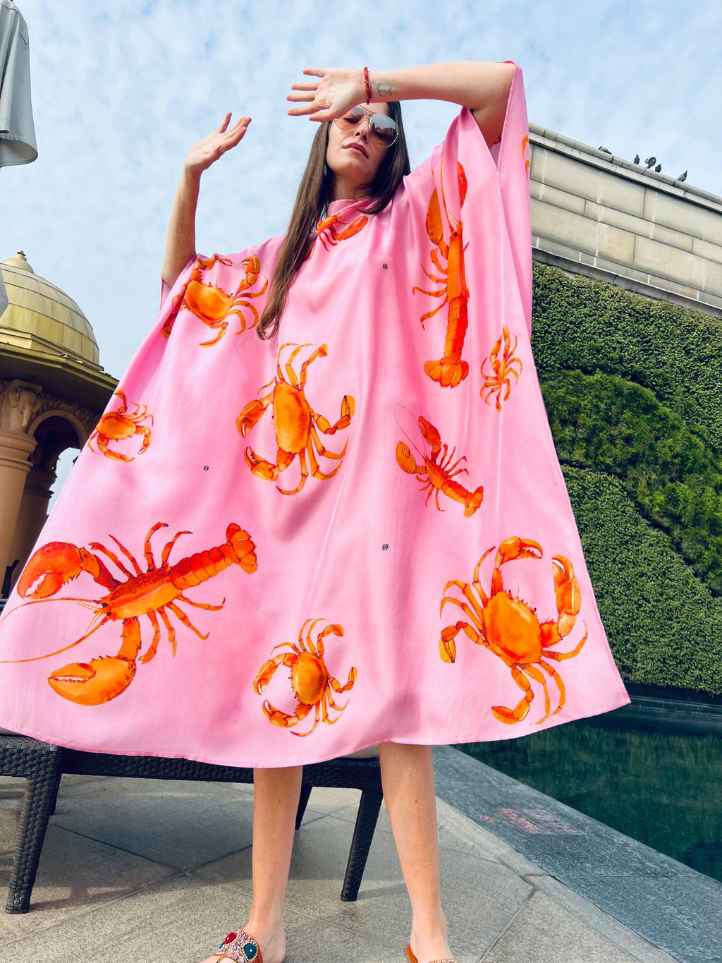 CRAB & LOBSTER SILK TUNIC - PINK