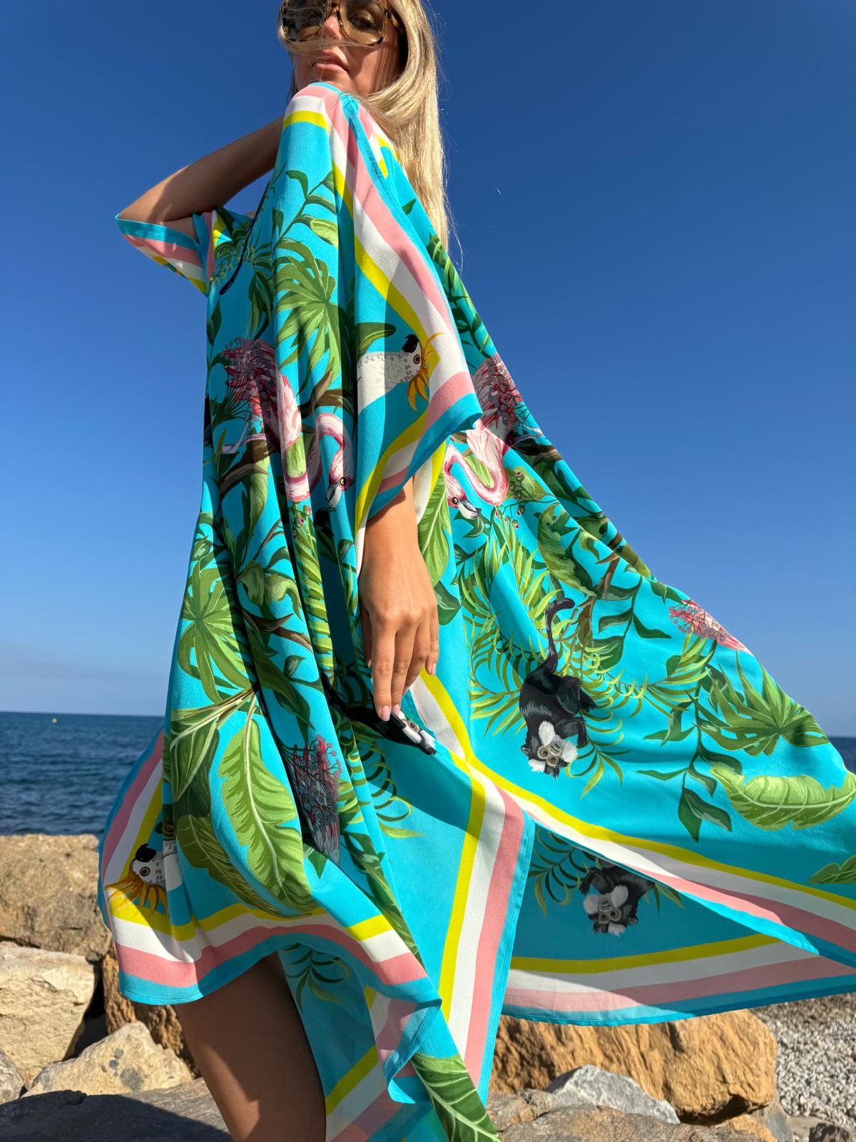 JUNGLE ANIMALS SILK TUNIC - CYNE