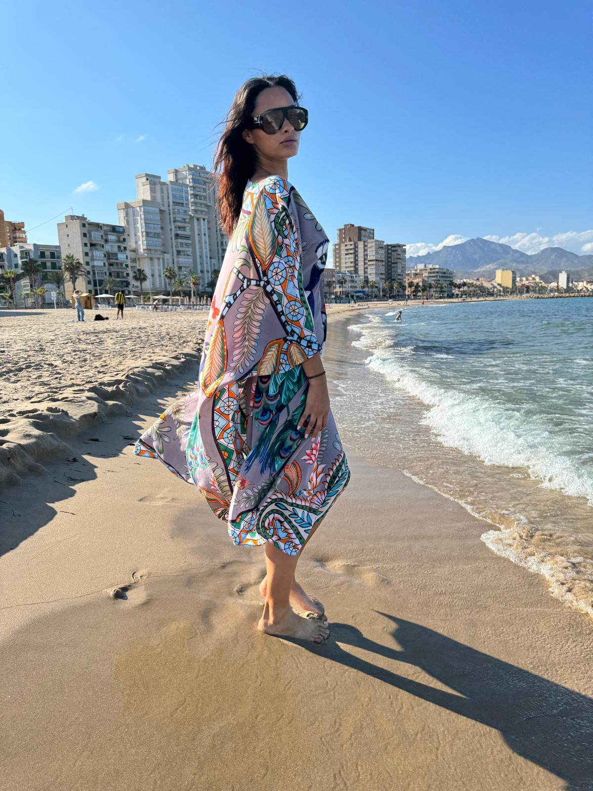 AZURE SILK TUNIC - TAUPE