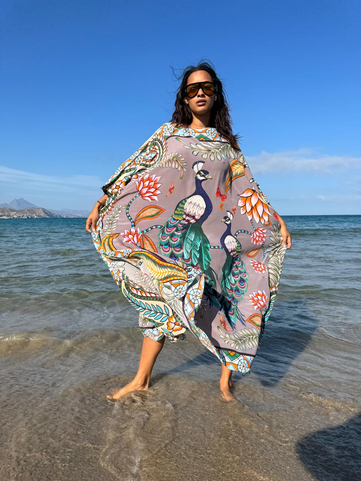 AZURE SILK TUNIC - TAUPE