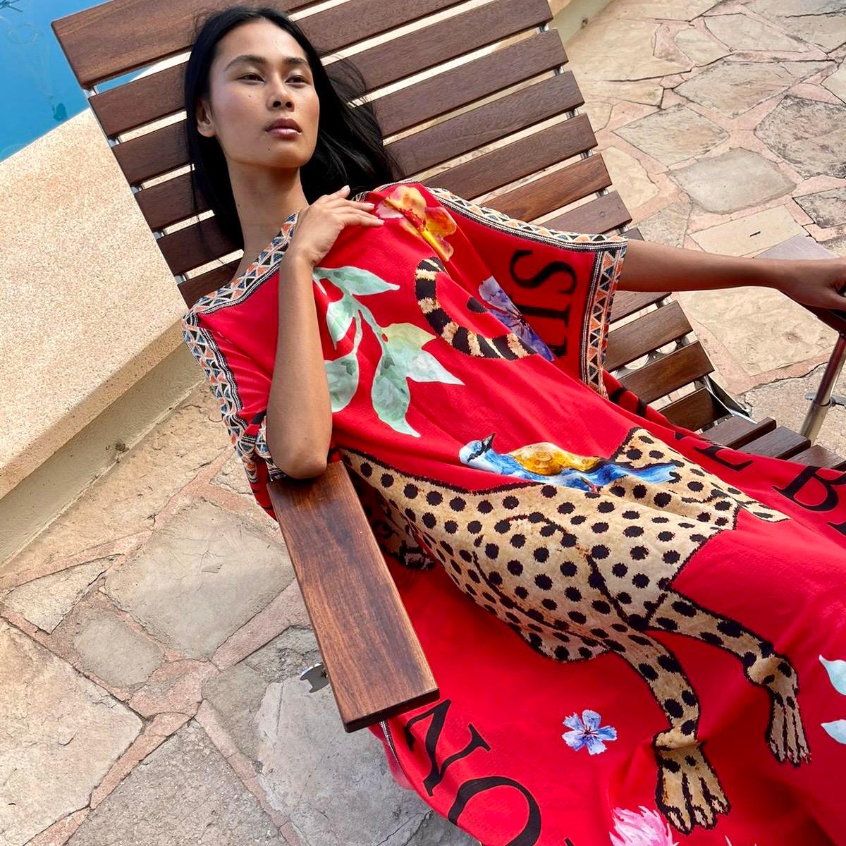 VENICE LEO SILK TUNIC - RED