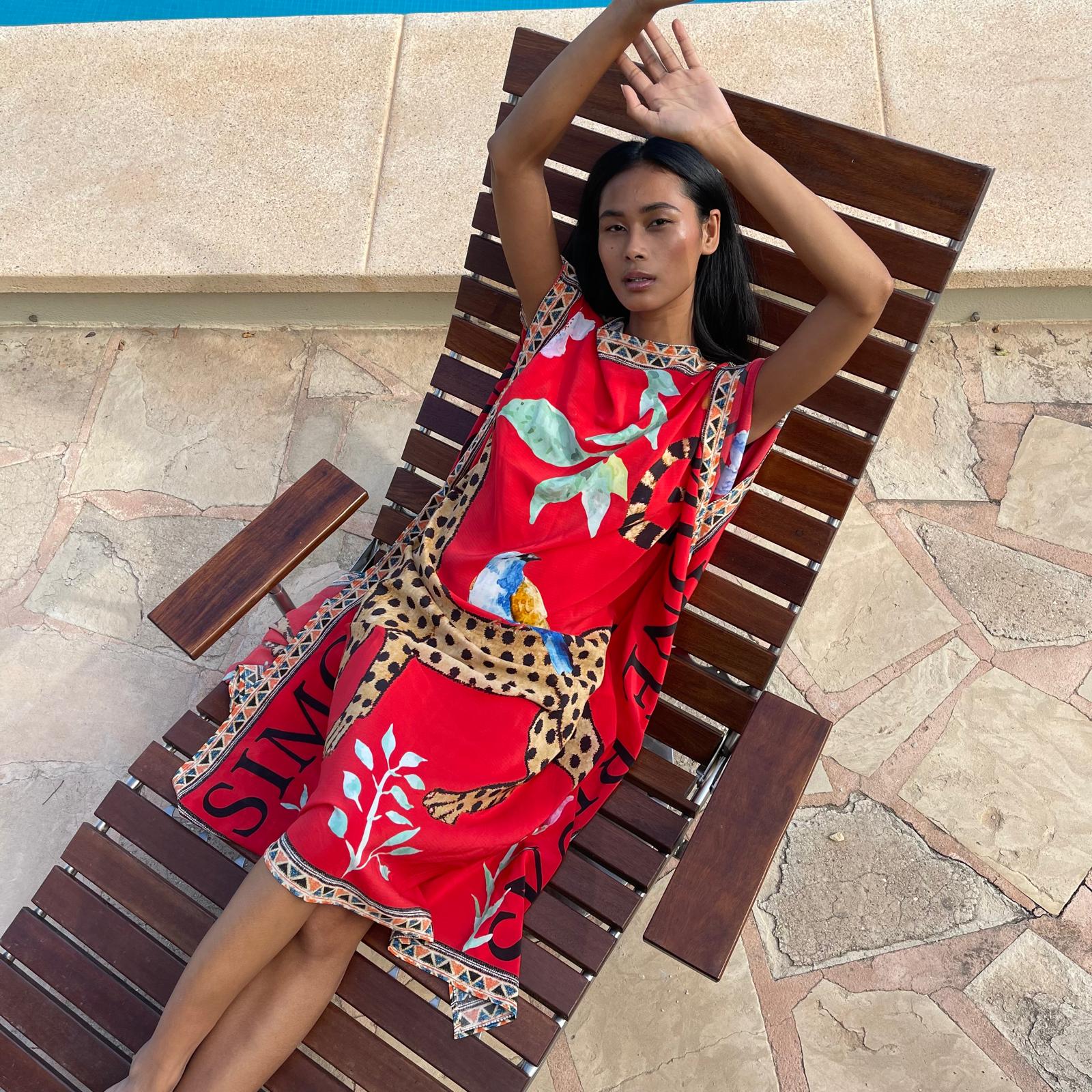 VENICE LEO SILK TUNIC - RED